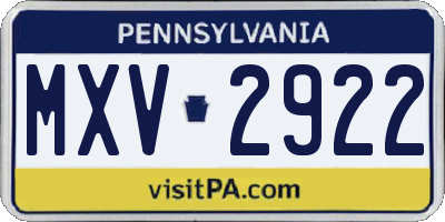 PA license plate MXV2922