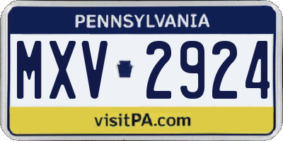 PA license plate MXV2924
