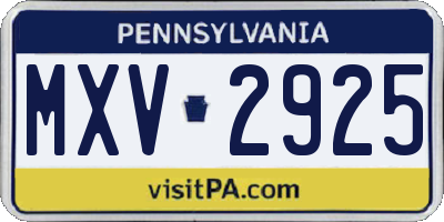 PA license plate MXV2925