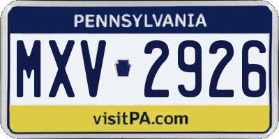 PA license plate MXV2926