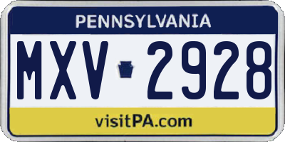 PA license plate MXV2928