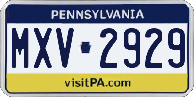 PA license plate MXV2929