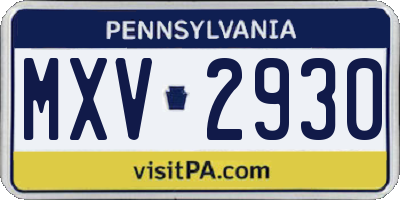 PA license plate MXV2930
