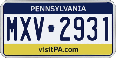 PA license plate MXV2931