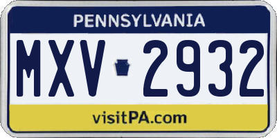 PA license plate MXV2932