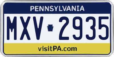 PA license plate MXV2935