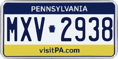PA license plate MXV2938