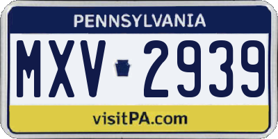 PA license plate MXV2939