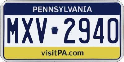 PA license plate MXV2940