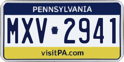 PA license plate MXV2941