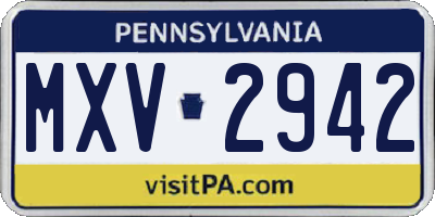 PA license plate MXV2942