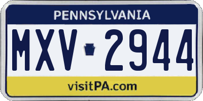 PA license plate MXV2944
