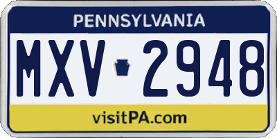 PA license plate MXV2948