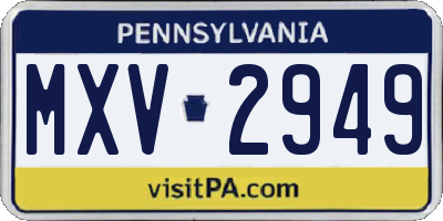 PA license plate MXV2949