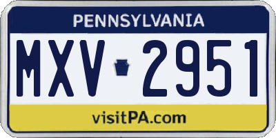 PA license plate MXV2951