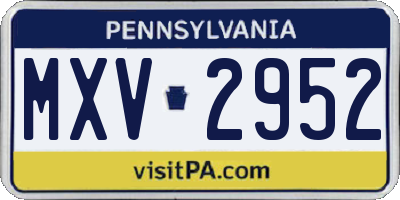 PA license plate MXV2952