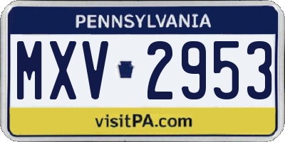 PA license plate MXV2953