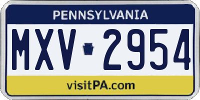 PA license plate MXV2954
