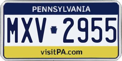 PA license plate MXV2955