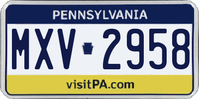 PA license plate MXV2958