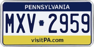 PA license plate MXV2959
