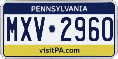 PA license plate MXV2960