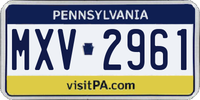 PA license plate MXV2961