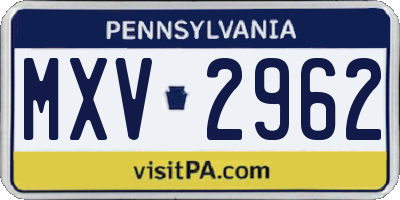 PA license plate MXV2962