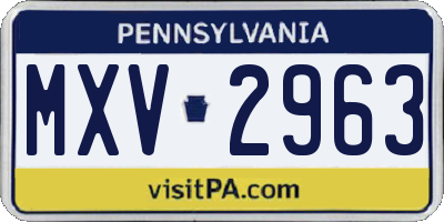 PA license plate MXV2963