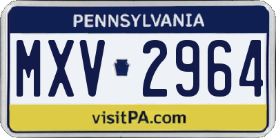 PA license plate MXV2964