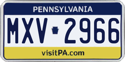 PA license plate MXV2966