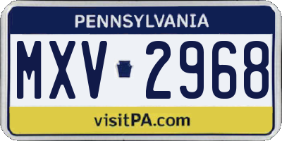 PA license plate MXV2968