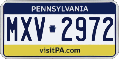PA license plate MXV2972