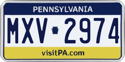 PA license plate MXV2974