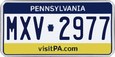 PA license plate MXV2977