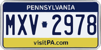 PA license plate MXV2978