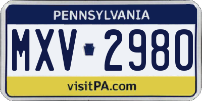 PA license plate MXV2980
