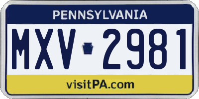 PA license plate MXV2981