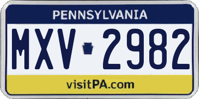 PA license plate MXV2982
