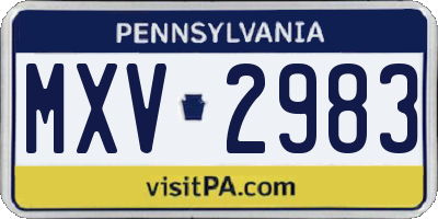 PA license plate MXV2983