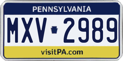 PA license plate MXV2989