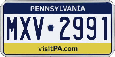 PA license plate MXV2991