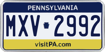 PA license plate MXV2992