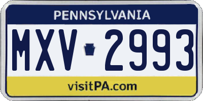 PA license plate MXV2993