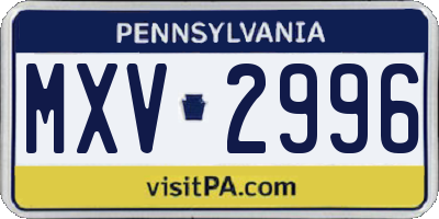 PA license plate MXV2996
