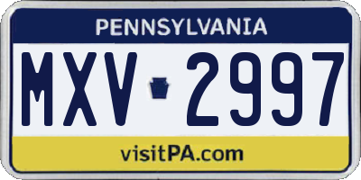 PA license plate MXV2997