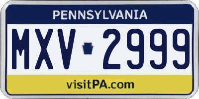 PA license plate MXV2999