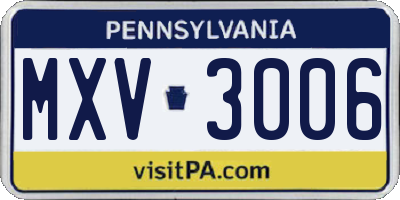 PA license plate MXV3006