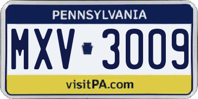 PA license plate MXV3009