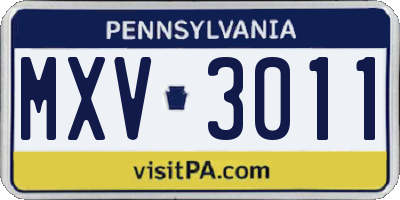 PA license plate MXV3011